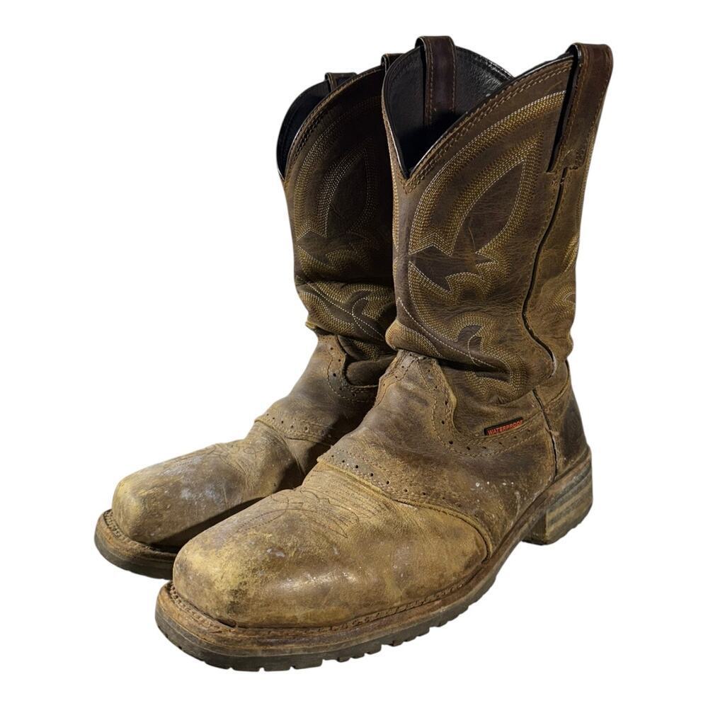 Double H Menโs Jeyden Waterproof Saddle Vamp Western Boots Square Toe Size 10 D